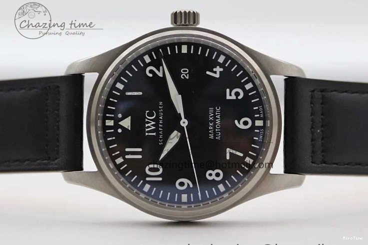 MIROTIME 0122 Vibrant Mark XVIII IW327001 SS M+F 1:1 Best Edition Black Dial on Black Leather Strap A 7055